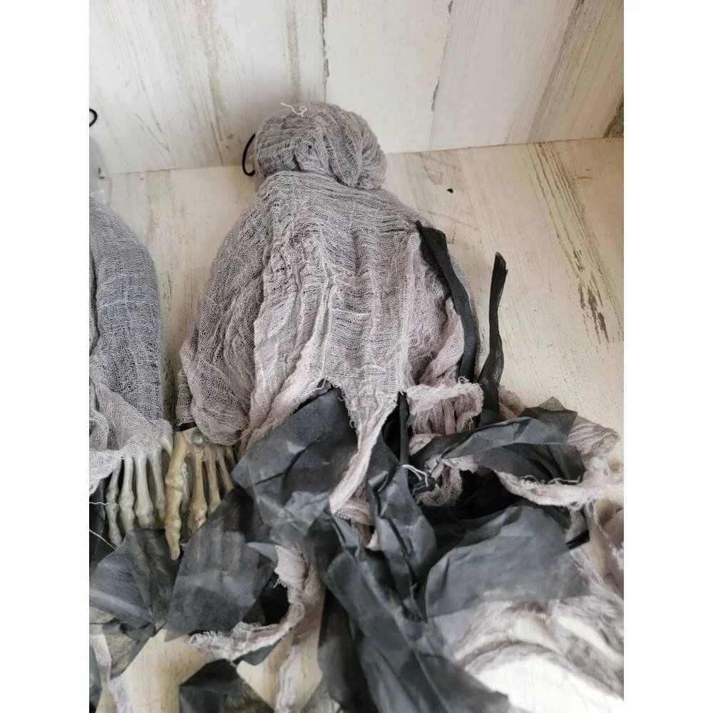Scary grim reaper grey hanging skeleton Halloween set prop‎ decor